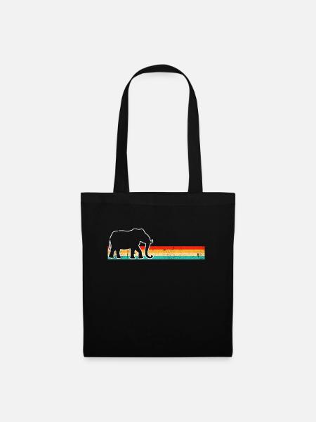 Elefant Retro - Stoffbeutel - Schwarz