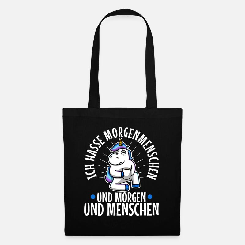 Ich hasse Morgenmenschen - Stoffbeutel - Schwarz