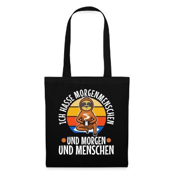 Ich hasse Morgenmenschen Faultier - Stoffbeutel - Schwarz - Vorne