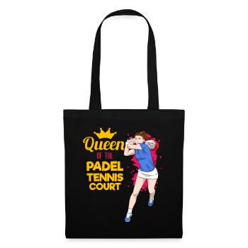 Padel Paddel Tennis Sport Königin Herz I Geschenk - Stoffbeutel - Schwarz - Vorne
