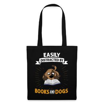 Buch Hund Lesender Bücherwurm Bibliothekar Leser - Stoffbeutel - Schwarz - Vorne