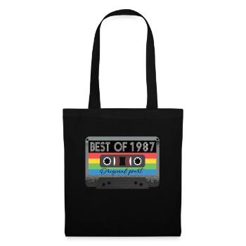 Best Of 1987 Vintage Kassette Retro Geburtstag - Stoffbeutel - Schwarz - Vorne