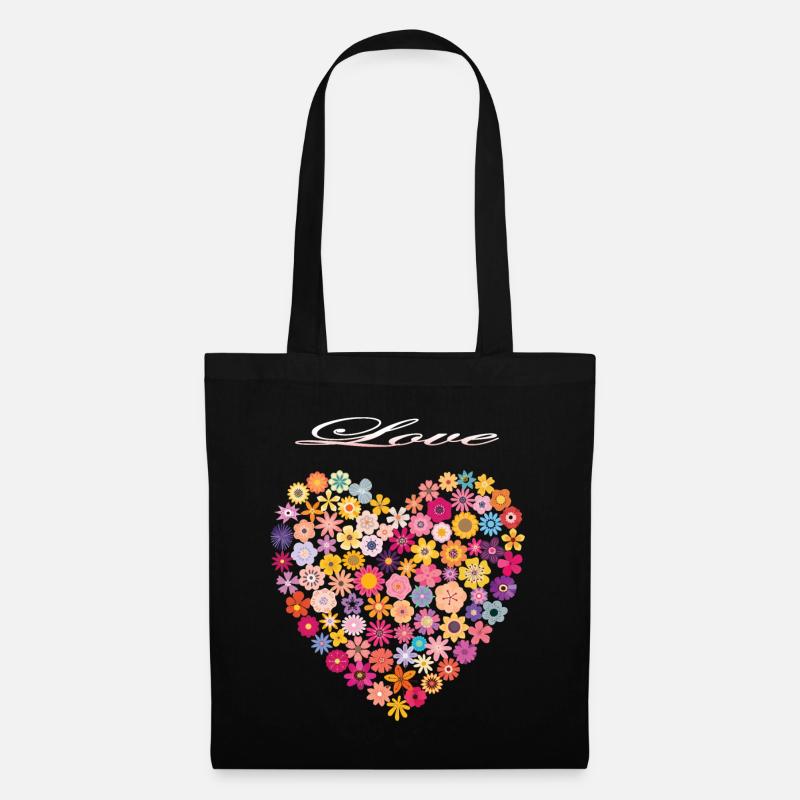 Flower Heart - Stoffbeutel - Schwarz