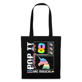 8ème anniversaire Fille Licorne Mignon Tee, Pop Anniversaire - Sac en tissu - noir - Devant