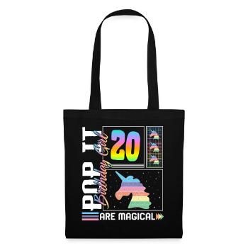 20ème anniversaire Fille Licorne Mignon Tee, Pop Anniversaire - Sac en tissu - noir - Devant