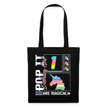 1er anniversaire Fille Licorne Mignon Tee, Pop Anniversaire - Sac en tissu - noir - Devant