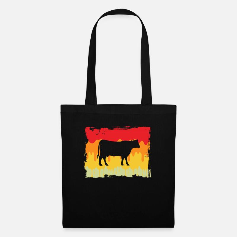 Kuh Rind Retro - Stoffbeutel - Schwarz