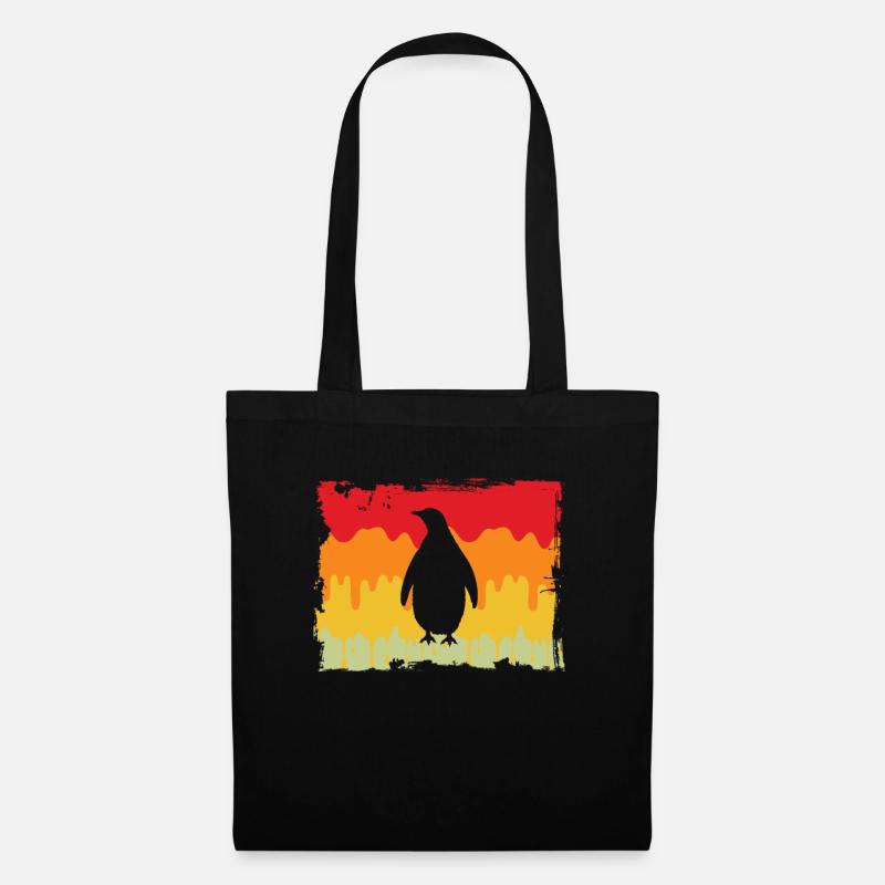 Retro Pinguin - Stoffbeutel - Schwarz