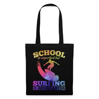 L’école est importante mais le surf est important - Sac en tissu - noir - Devant