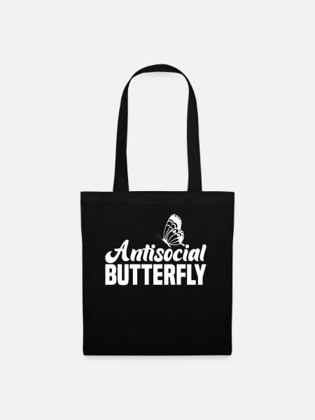 Antisocial Butterfly Introvert Design - Stoffbeutel - Schwarz