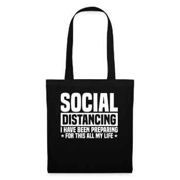 Social Distancing Funny Sarcasm People - Stoffbeutel - Schwarz - Vorne