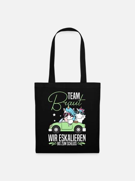 Team Braut JGA Einhorn Hochzeit Junggesellenabschi - Stoffbeutel - Schwarz