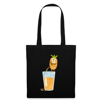 Ananas Tropisch Hawaii Geschenk Kinder Herren Obst - Stoffbeutel - Schwarz - Vorne