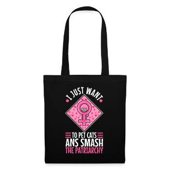 Je veux juste caresser les chats et briser le patriarcat - Sac en tissu - noir - Devant