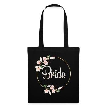 Bride Blumen Brautjungfern JGA Braut Hochzeits Ges - Stoffbeutel - Schwarz - Vorne