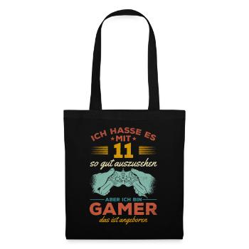 Gamer 11 Jahre Geburtstag Zocken 11. Geburtstag - Stoffbeutel - Schwarz - Vorne