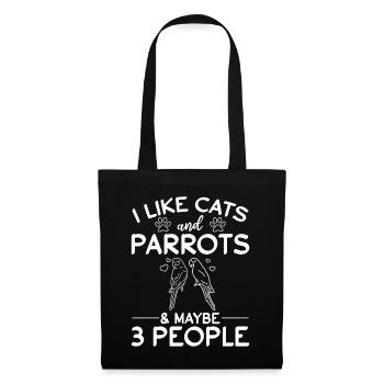 I like cats and parrots & Maybe 3 people - Tote Bag - black - Front