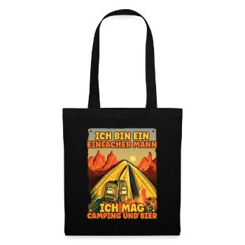 Ich Bin Ein Einfacher Mann Ich Mag Camping Bier - Stoffbeutel - Schwarz - Vorne