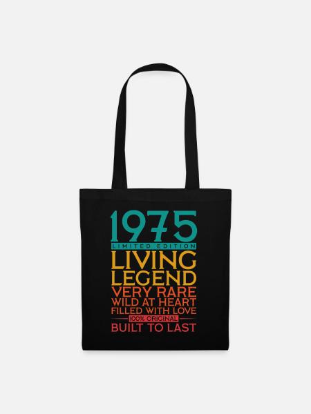 47. Geburtstag Geschenk Lebende Legende 1975 - Stoffbeutel - Schwarz