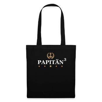 Papitän Vater 3 Kinder Opa Anker dreifacher Papa - Stoffbeutel - Schwarz - Vorne