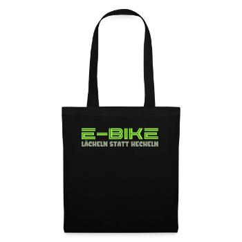 E-Bike Lächeln statt Hecheln Pedelec E-Bike - Stoffbeutel - Schwarz - Vorne