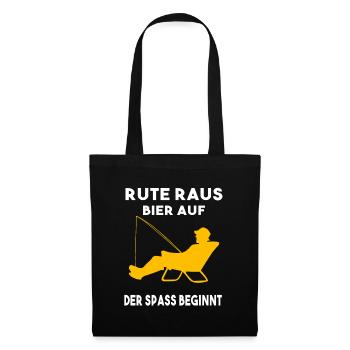 Rute raus Bier auf der Spass beginnt Angeln Angler - Stoffbeutel - Schwarz - Vorne