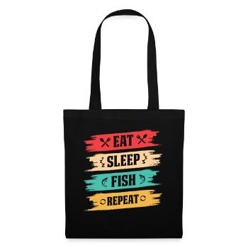 Eat Sleep Fish Repeat Vintage Retro Fishing Sign - Tote Bag - black - Front