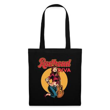 Redhead Diva Bass Guitar Player Ginger Girl Inked - Tote Bag - black - Front