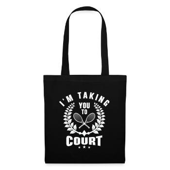 Joueur de tennis Raquette de tennis Balle de tennis - Sac en tissu - noir - Devant