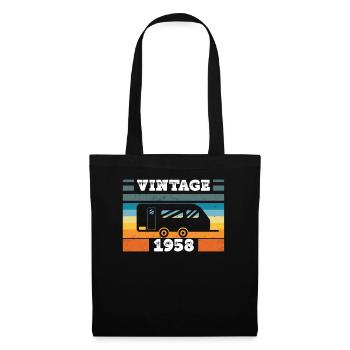 Camping Car Camping born in 1958 Birthday - Tote Bag - black - Front