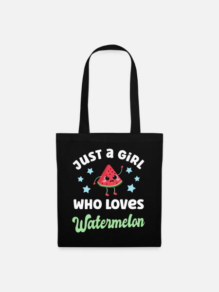 Wassermelone Kawaii Melone - Stoffbeutel - Schwarz