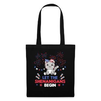 Happy 4th cute cat with fireworks America - Tote Bag - black - Front