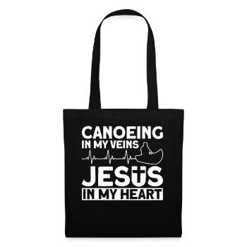 Canoe Canoeing Jesus Faith Vintage - Stoffbeutel - Schwarz - Vorne