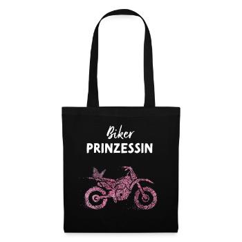 Motorradfahrerin Bikerin Prinzessin - Stoffbeutel - Schwarz - Vorne