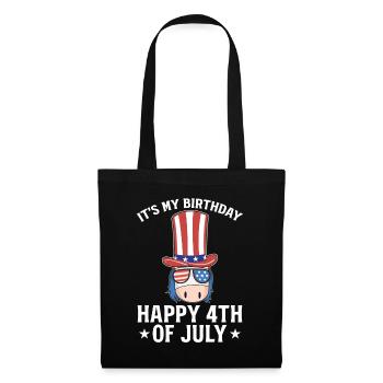 4th Of July Unicorn It's My Birthday Happy 4th Of - Stoffbeutel - Schwarz - Vorne