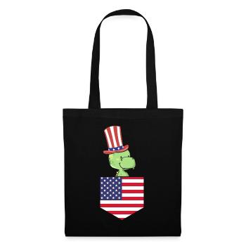 Dino Patriotic Day Drapeau américain Dino Pocket 4 juillet - Sac en tissu - noir - Devant
