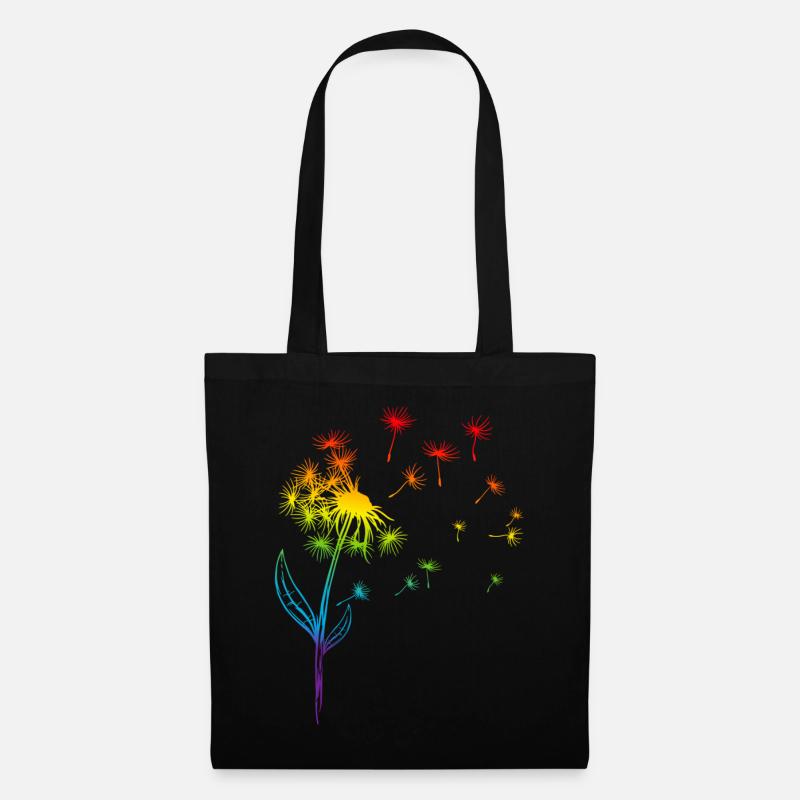 Pusteblume Löwenzahn Regenbogen Pflanze - Stoffbeutel - Schwarz