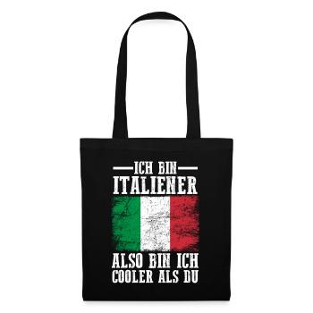 Italia Italien Italiener Italienisches - Stoffbeutel - Schwarz - Vorne