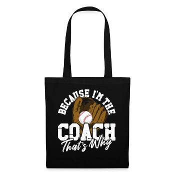 Baseball Fan Coach Vintage Because - Stoffbeutel - Schwarz - Vorne