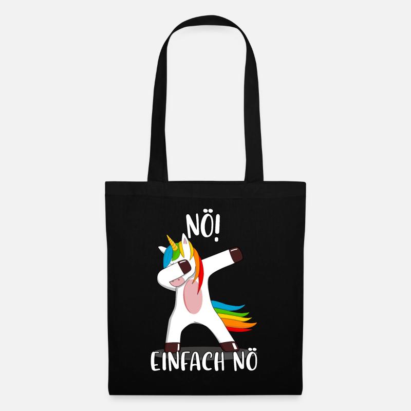 Nö einfach nö Statement faul Einhorn Unicorn - Stoffbeutel - Schwarz