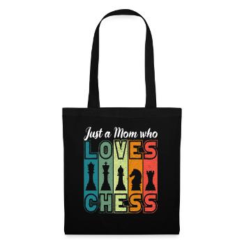 Schachspielerin Schach Mama Mutter Chess Mom - Stoffbeutel - Schwarz - Vorne