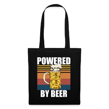 Powered By Beer - Stoffbeutel - Schwarz - Vorne