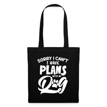 I cant I have Plans with my Dog Wauwau Mâle - Sac en tissu - noir - Devant