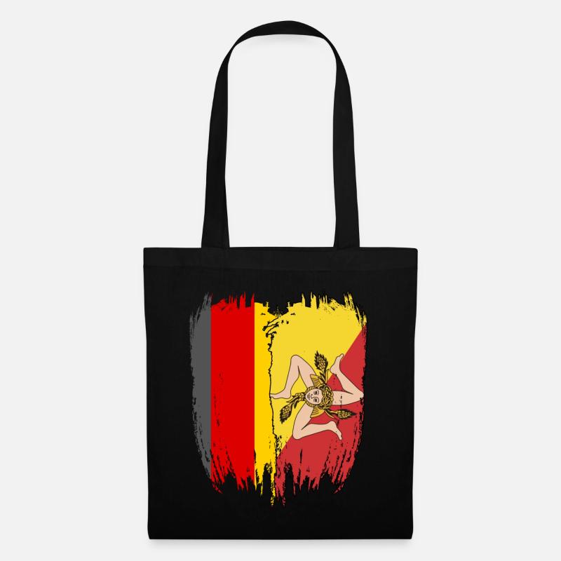 Deutschland Flagge Sizilien - Stoffbeutel - Schwarz
