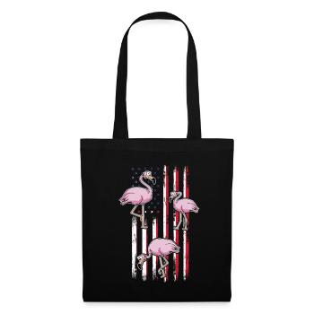 Patriotic Flamingo US Flag 4th Of July Flamingo - Stoffbeutel - Schwarz - Vorne