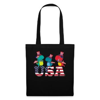 Usa American Flag Party Dinosaures portant le drapeau - Sac en tissu - noir - Devant