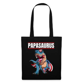 Papasaurus Patriotic Dinosaur Papa avec drapeau Cape - Sac en tissu - noir - Devant