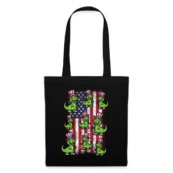 Patriotic Dino US Flag 4th Of July Party Dinosaur - Stoffbeutel - Schwarz - Vorne