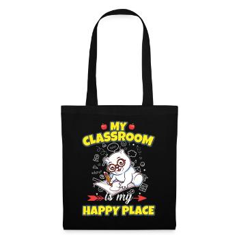 My Classroom Is My Happy Place Elementary Teacher - Stoffbeutel - Schwarz - Vorne