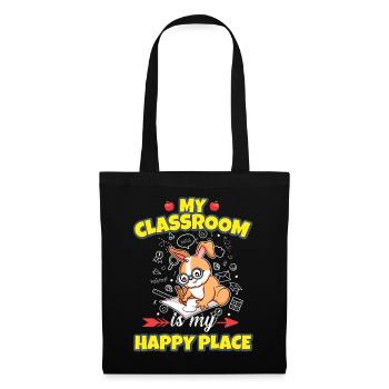 My Classroom Is My Happy Place Elementary Teacher - Stoffbeutel - Schwarz - Vorne
